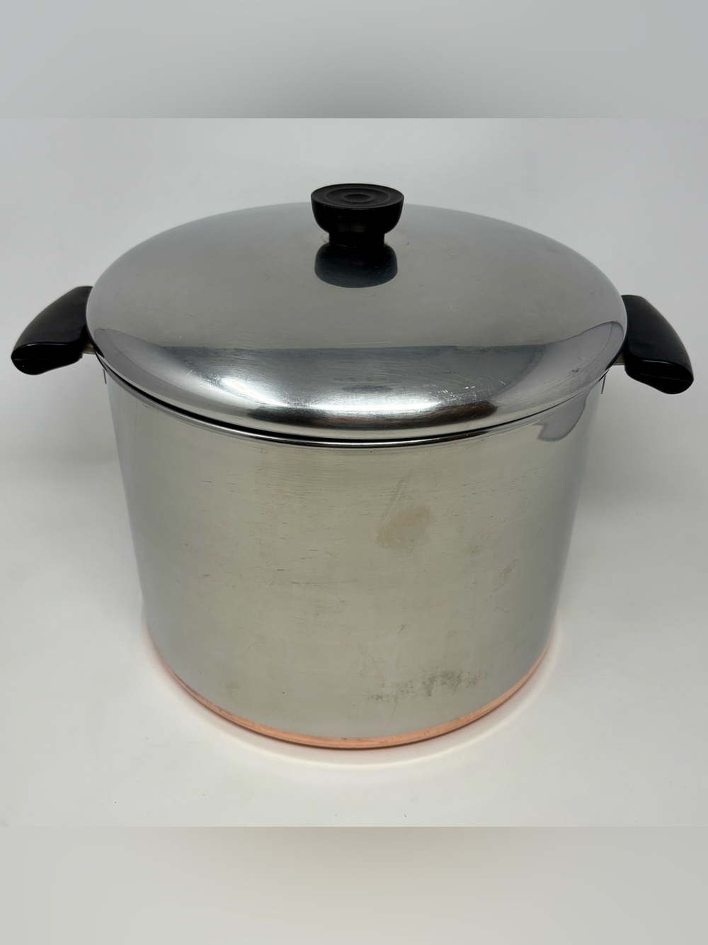 Vintage 1801 Revere Ware Stainless Steel Copper Bottom Stock Pot 10 Qt Quart